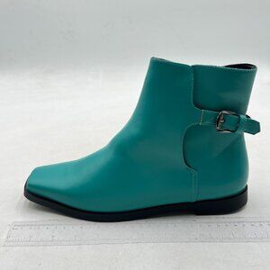 Elegant Teal Ankle Boots with Buckle